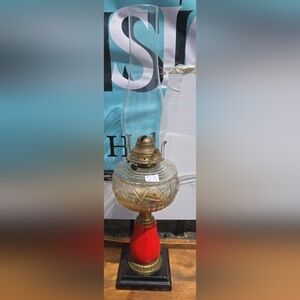 Vintage Boston Red/Black Oil Lamp